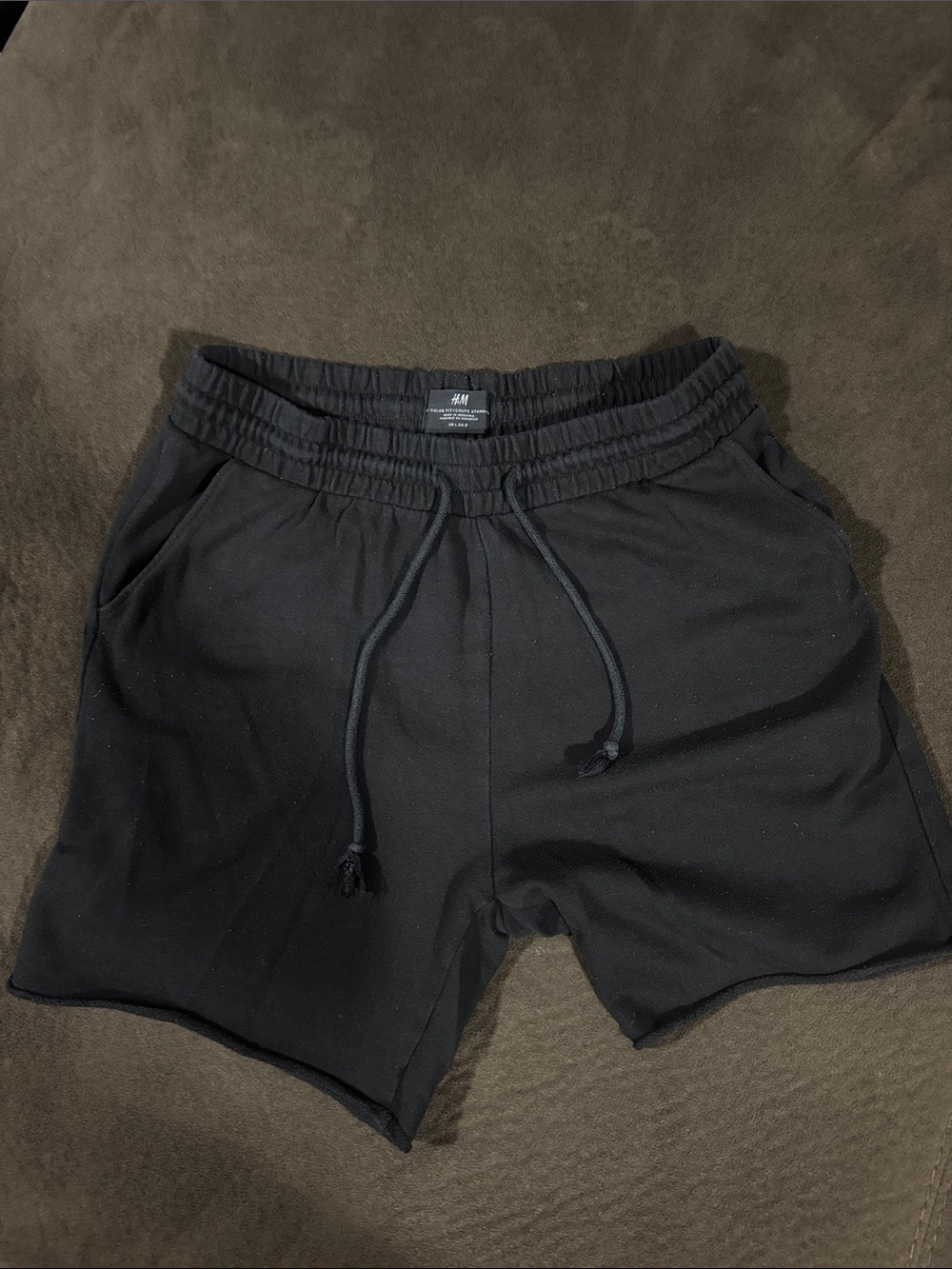 H&M Black Elastic Waist Drawstring Athletic Shorts